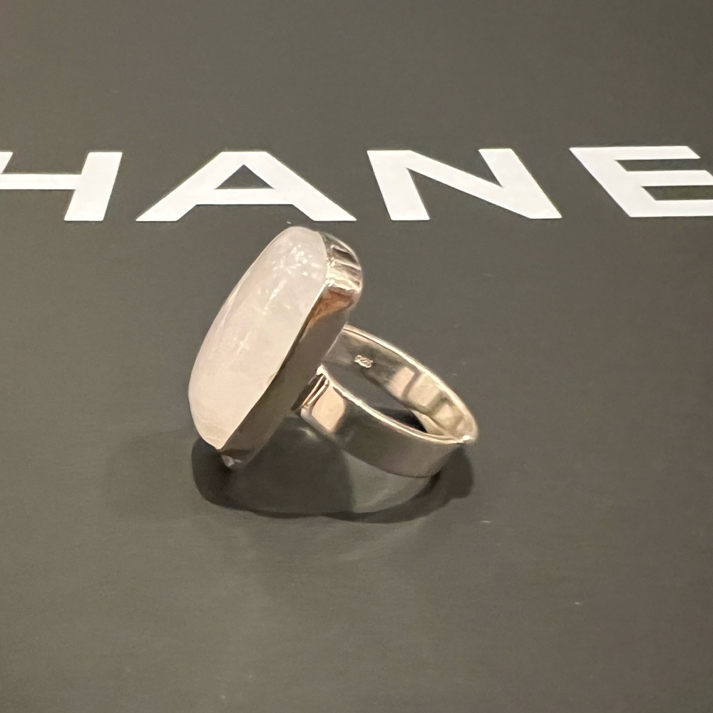 Sterling Silver Ring With Large Rectangular Moons… - image 6